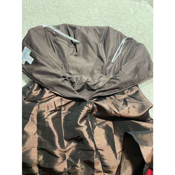 Pretty Maids Strapless Cocktail Dress Womens 10 Pleated Silky Mini Dress Brown - Picture 7 of 11